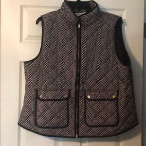 Black and off white quilted vest